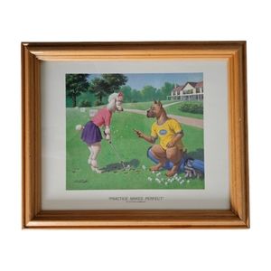 Arthur Sarnoff "Practice Makes Perfect" Framed Vintage Dog Print